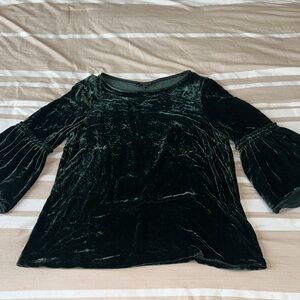 Lafayette 148 New York Dark Green Velvet Blouse